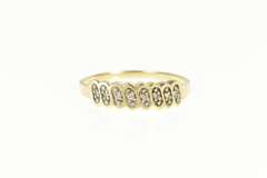 14K Yellow Gold Oval Pattern Diamond Statement Band Ring