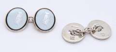 Tiffany & Co Cricket Motif Black Enamel Cufflinks
