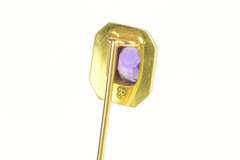 14K Yellow Gold Victorian Amethyst Elaborate Scroll Design Stick Pin