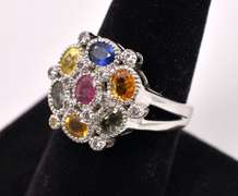 Multi-gem Sterling Silver Ring