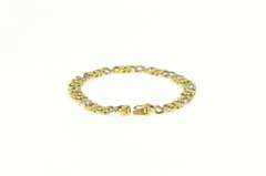 14K Yellow Gold Two Tone Diamond Scroll Filigree Chain Link Bracelet
