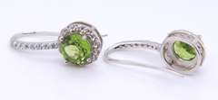 925 Sterling Silver Green Cubic Zirconia Pendant on Chain with Ring and Matching Earrings