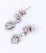Brilliant White Gold Diamond Heart Shaped Dangle Earrings