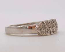 14kt Solid White Gold & Diamond Band Ring