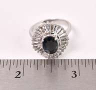 sterling Silver Ring With Black Gemstone And CZ