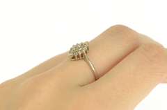 14K White Gold 0.25 Ctw Diamond Squared Cluster Vintage Ring