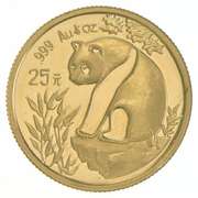 1993 China 25 Yuan 1/4 Oz. .999 Fine Gold Panda