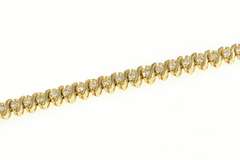 14K Yellow Gold 1.00 Ctw Classic Diamond Wavy Link Tennis Bracelet