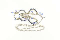 Sterling Silver Blue Beaded Fringe Scalloped Statement Necklace