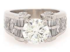 JB Star 3.86ctw Round Baguette and Marquise Diamond Engagement Ring in Platinum