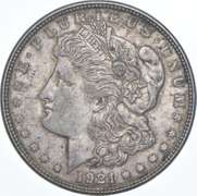 1921 Morgan Silver Dollar - Eddie Bohn's Pig N' Whistle Stickered Back