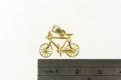 14K Yellow Gold 3D Diamond Cut Bicycle Bike Travel Charm/Pendant
