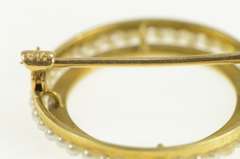 14K Yellow Gold Victorian Round Seed Pearl Halo Circle Pin/Brooch