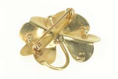 14K Yellow Gold Diamond Clover Shamrock Good Luck Pin/Brooch