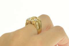 14K Yellow Gold 0.64 Ctw Diamond Textured Nugget Statement Ring