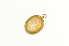 14K Yellow Gold Victorian Carved Shell Cameo Lady Pendant