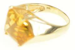 14K Yellow Gold Navette Citrine Retro Fancy Solitaire Cocktail Ring