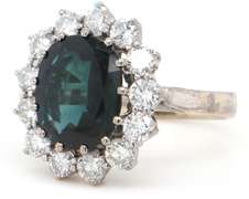 2.00ct Oval Sapphire and 2.00ctw Diamond Princess Diana Style Ring in 18K