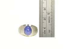 14K White Gold Retro Syn. Blue Star Sapphire Graduated Ring