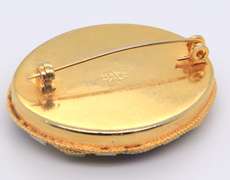 Gold Plated Signed Floral Brooch Pin