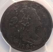 1797 Draped Bust Large Cent PCGS Genuine Exc. Corrosion-F Detail Rev Of 1795, Plain Edge