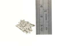 10K White Gold 0.25 Ctw Diamond Wavy Cluster Statement Ring
