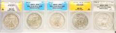 5 MS69 ASE silver coins