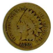 1859 No Shield Indian Head Cent