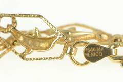 14K Yellow Gold Diamond Cut Dolphin Link Classic Chain Bracelet