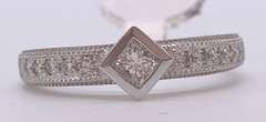 14kt Solid White Gold & Diamond Band Ring