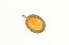 14K Yellow Gold Victorian Carved Shell Cameo Lady Pendant