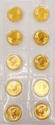 10x 1/10 oz Maple Leaf Gold Coins