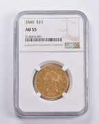 AU55 1849 $10 Liberty Head Gold Eagle NGC