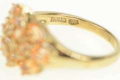 10K Yellow Gold Oval & Round Orange Topaz Cluster Statement Ring