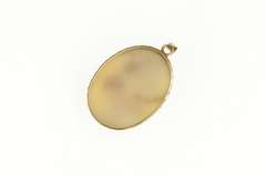 10K Yellow Gold Oval Cloudy Agate Cabochon Ornate Statement Pendant
