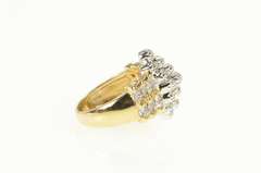 10K Yellow Gold Pave Diamond Encrusted Cluster Statement Ring