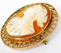 Antique Large 10K Gold Cameo Pin/Pendant