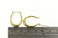 14K Yellow Gold Oval Satin Finish Twist Statement Hoop Earrings