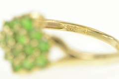 14K Yellow Gold Simple Peridot Cluster Statement Ring