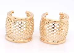 Beautiful Yellow Gold Basket Woven Huggies Earring