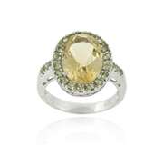 Citrine and Peridot Oval Ring in Sterling Silver