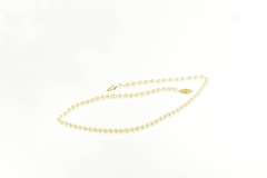 14K Yellow Gold 5.9mm Pearl Classic Simple Vintage Necklace
