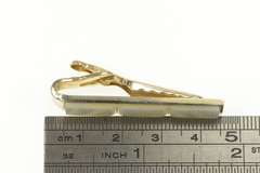 Gold Filled Carved Squared Mother of Pearl Retro Tie Bar