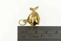 14K Yellow Gold Retro 1960's Carnelian Eyed Fish Charm/Pendant