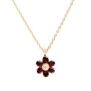 Plated 18KT Yellow Gold 2.26cts Garnet and Diamond Necklace