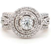 Majestic White Gold Round Diamond Double Halo Enagagement Ring