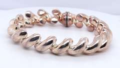 Italian Vintage 925 Sterling Silver Signed Wavy Bracelet