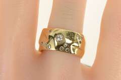18K Yellow Gold Diamond Flush Freeform Statement Band Ring