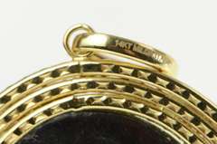 14K Yellow Gold Labradorite Cabochon Grooved Trim Vintage Pendant