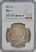 Nearly Gem BU 1879-S Morgan Silver Dollar. NGC MS64
